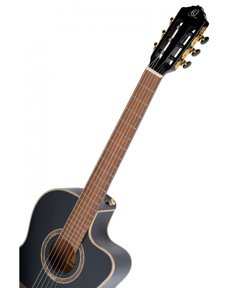 Ortega 1B-RCE138T4BK Classical Guitar Performer Series 4/4 Slim Neck / Thinline Body - black + bag
