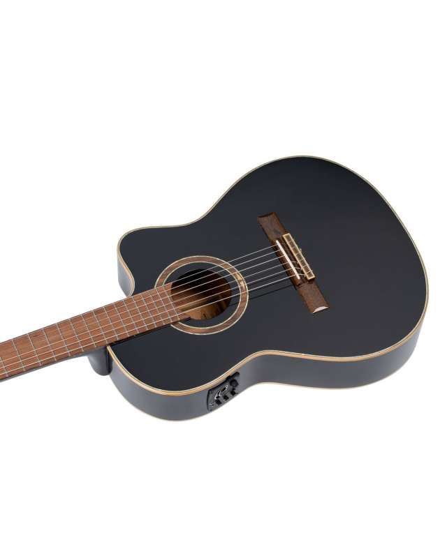 Ortega 1B-RCE138T4BK Classical Guitar Performer Series 4/4 Slim Neck / Thinline Body - black + bag