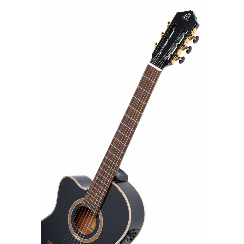 Ortega 1B-RCE138T4BL Performer Series Classical Guitar 4/4 Slim Neck Thinline Body Lefty - Black + Bag