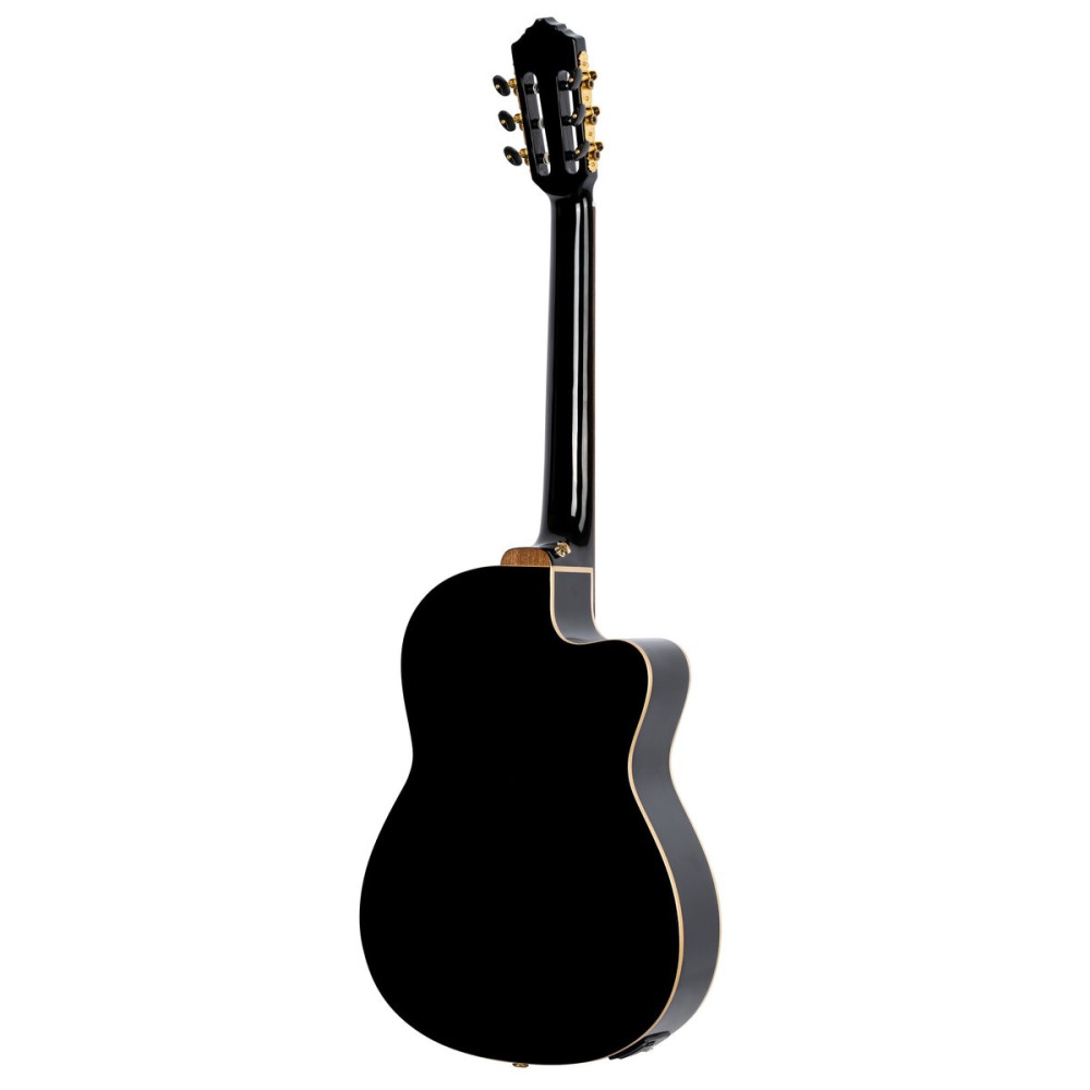 Ortega 1B-RCE138T4BL Performer Series Classical Guitar 4/4 Slim Neck Thinline Body Lefty - Black + Bag