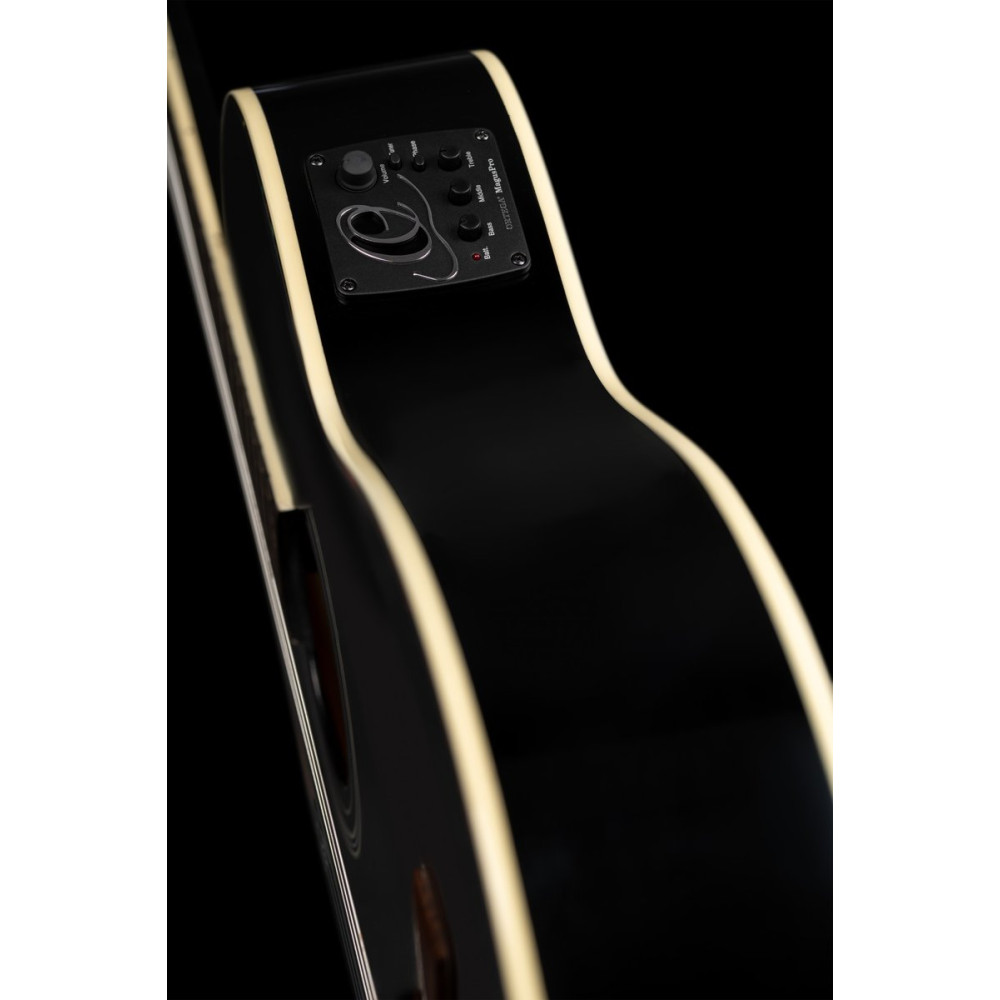Ortega 1B-RCE145LBK Classical Guitar Family Series Pro 4/4 inclusive Gigbag Thinline Body Slim Neck Lefthand - black