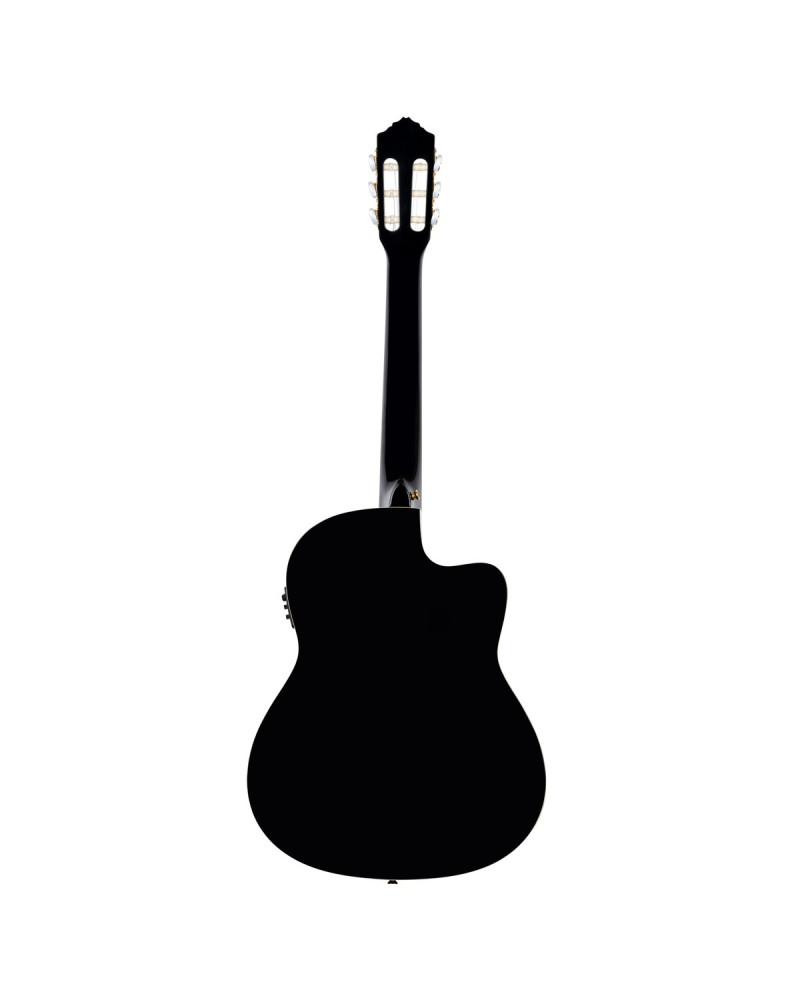 Ortega 1B-RCE145LBK Classical Guitar Family Series Pro 4/4 inclusive Gigbag Thinline Body Slim Neck Lefthand - black