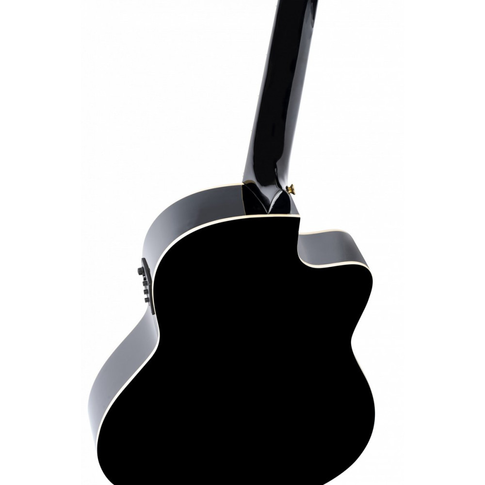 Ortega 1B-RCE145LBK Classical Guitar Family Series Pro 4/4 inclusive Gigbag Thinline Body Slim Neck Lefthand - black