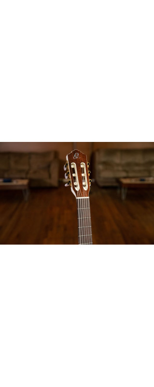 Ortega 1B-RCE145WH Family Series Pro Classical Guitar 4/4 Thinline Body Slim Neck - White + Bag