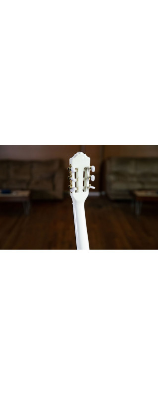 Ortega 1B-RCE145WH Family Series Pro Classical Guitar 4/4 Thinline Body Slim Neck - White + Bag