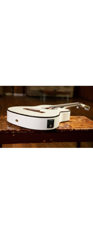 Ortega 1B-RCE145WH Family Series Pro Classical Guitar 4/4 Thinline Body Slim Neck - White + Bag