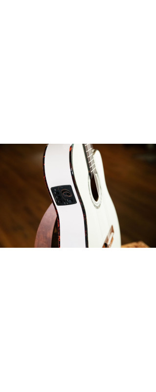 Ortega 1B-RCE145WH Family Series Pro Classical Guitar 4/4 Thinline Body Slim Neck - White + Bag
