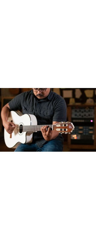 Ortega 1B-RCE145WH Family Series Pro Classical Guitar 4/4 Thinline Body Slim Neck - White + Bag