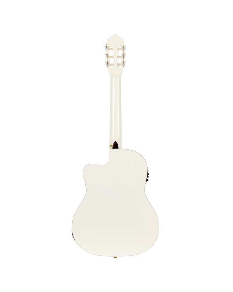 Ortega 1B-RCE145WH Family Series Pro Classical Guitar 4/4 Thinline Body Slim Neck - White + Bag
