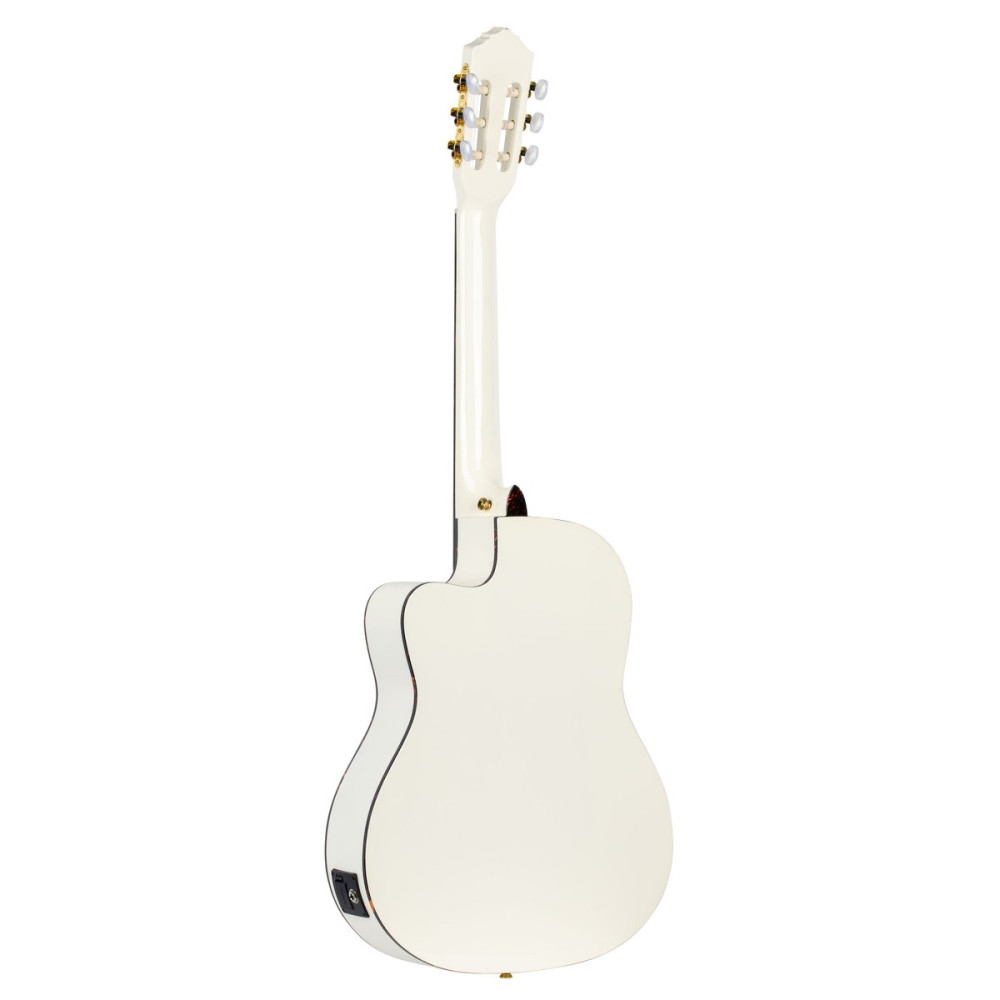Ortega 1B-RCE145WH Family Series Pro Classical Guitar 4/4 Thinline Body Slim Neck - White + Bag