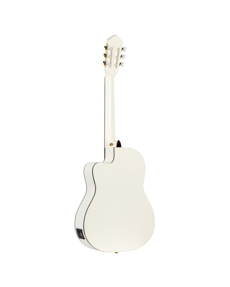 Ortega 1B-RCE145WH Family Series Pro Classical Guitar 4/4 Thinline Body Slim Neck - White + Bag