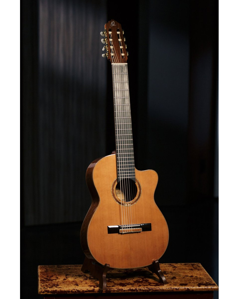 Ortega 1B-RCE159-8 Performer Series 4/4 Classical Guitar 8-String - Natural + Gig Bag