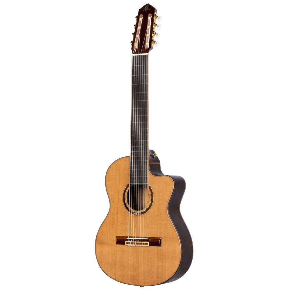Ortega 1B-RCE159-8 Performer Series 4/4 Classical Guitar 8-String - Natural + Gig Bag