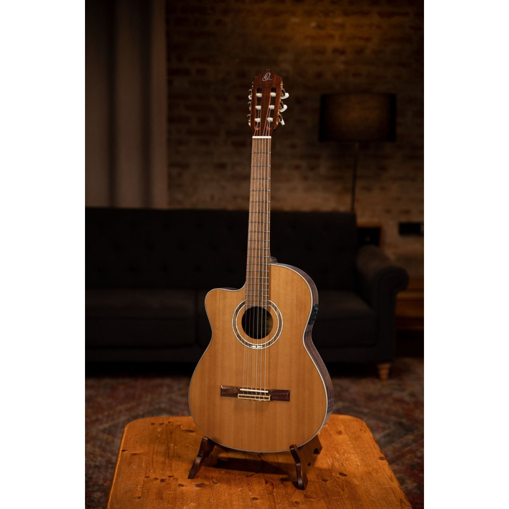 Ortega 1B-RCE159MN-L Performer Series 4/4 Classical Medium Neck Guitar 6 String Lefty - Solid Cedar / Walnut Natural + G
