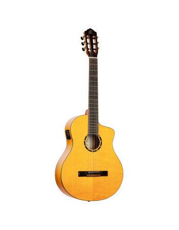 Ortega 1B-RCE170F Family Series Pro 4/4 Acoustic Guitar 6 String - Solid Spruce / Cypress Gloss Stain Yellow + Gig Bag