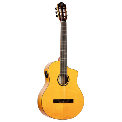 Ortega 1B-RCE170F Family Series Pro 4/4 Acoustic Guitar 6 String - Solid Spruce / Cypress Gloss Stain Yellow + Gig Bag