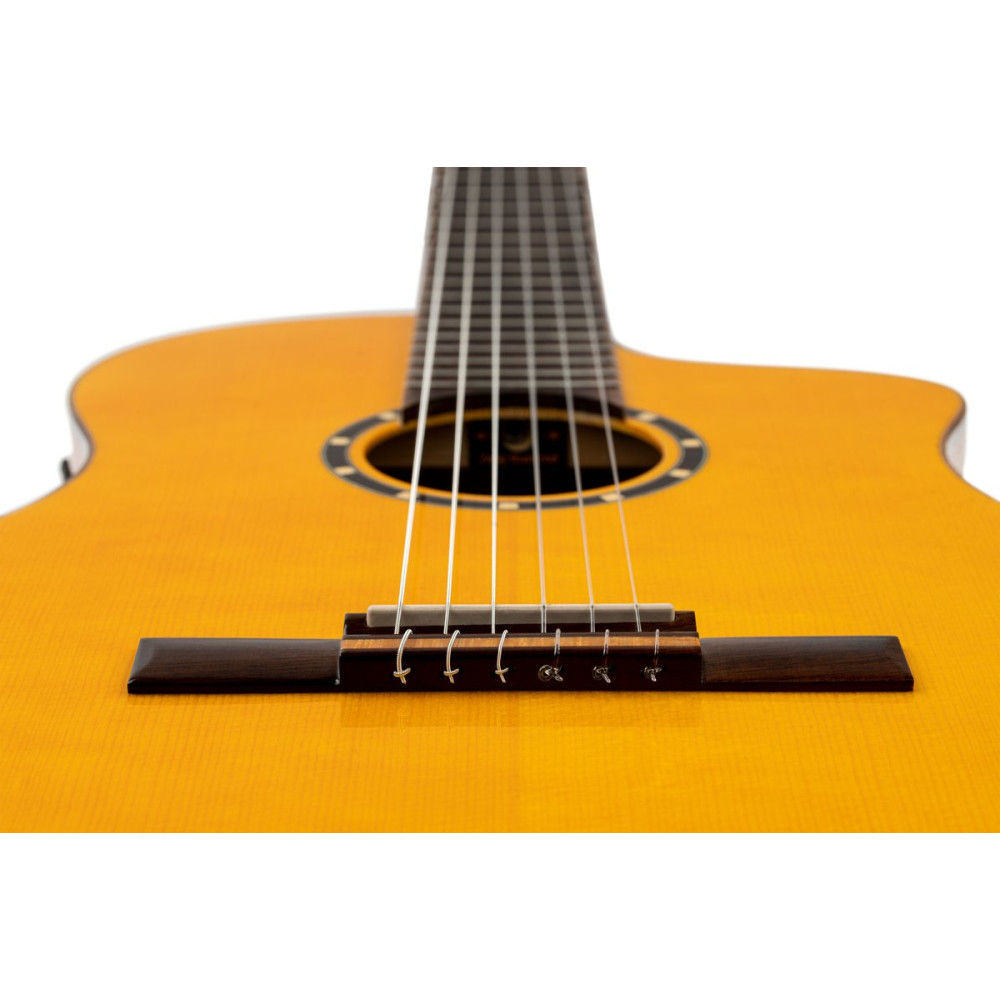 Ortega 1B-RCE170F Family Series Pro 4/4 Acoustic Guitar 6 String - Solid Spruce / Cypress Gloss Stain Yellow + Gig Bag