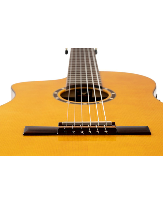 Ortega 1B-RCE170F-L Family Series Pro 4/4 Acoustic Guitar 6 String Lefty - Solid Spruce / Cypress Gloss Stain Yellow + G