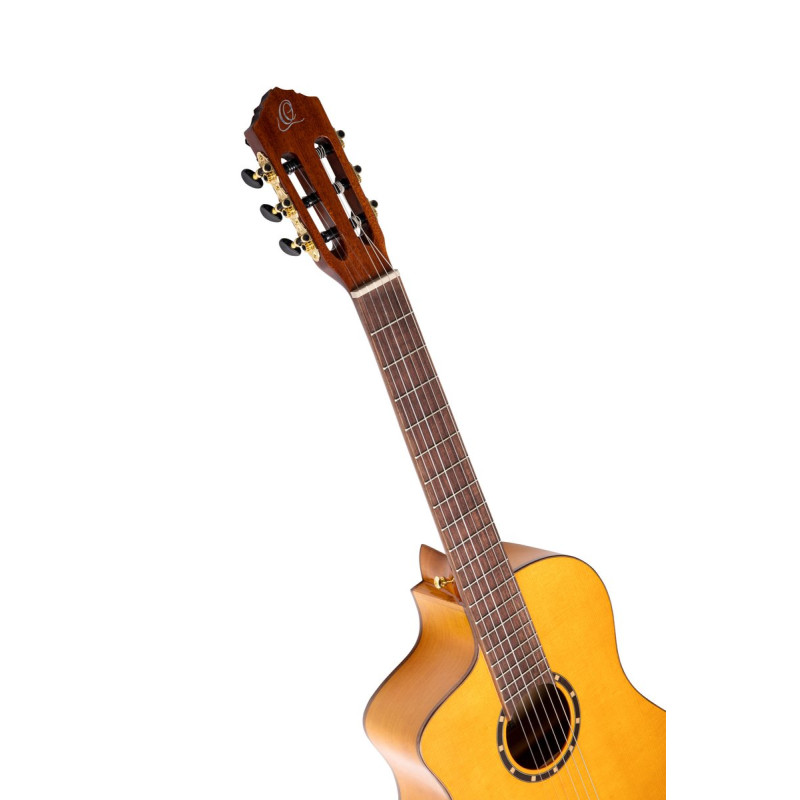 Ortega 1B-RCE170F-L Family Series Pro 4/4 Acoustic Guitar 6 String Lefty - Solid Spruce / Cypress Gloss Stain Yellow + G