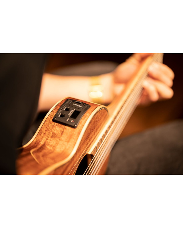 Ortega 1B-RGLE18ACA Mini Travel Series 1/8 Guitar 6 String - Acacia Natural + Bag