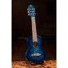 Ortega 1B-RGLE18BLF Mini Travel Series 1/8 Guitar 6 String - Flamed Mahogany Faded Blue + Bag