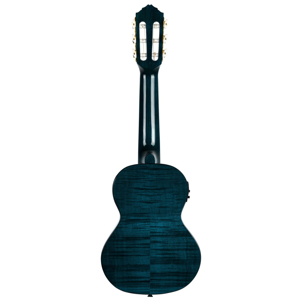 Ortega 1B-RGLE18BLF Mini Travel Series 1/8 Guitar 6 String - Flamed Mahogany Faded Blue + Bag