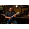 Ortega 1B-RGLE18BLF Mini Travel Series 1/8 Guitar 6 String - Flamed Mahogany Faded Blue + Bag