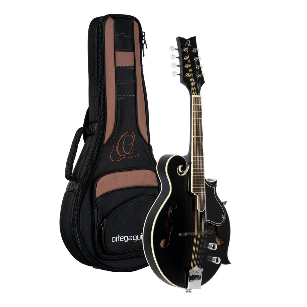 Ortega 1B-RMFE40SBK F-Style Series Mandoline 8 String - Spruce / Maple Black + Bag