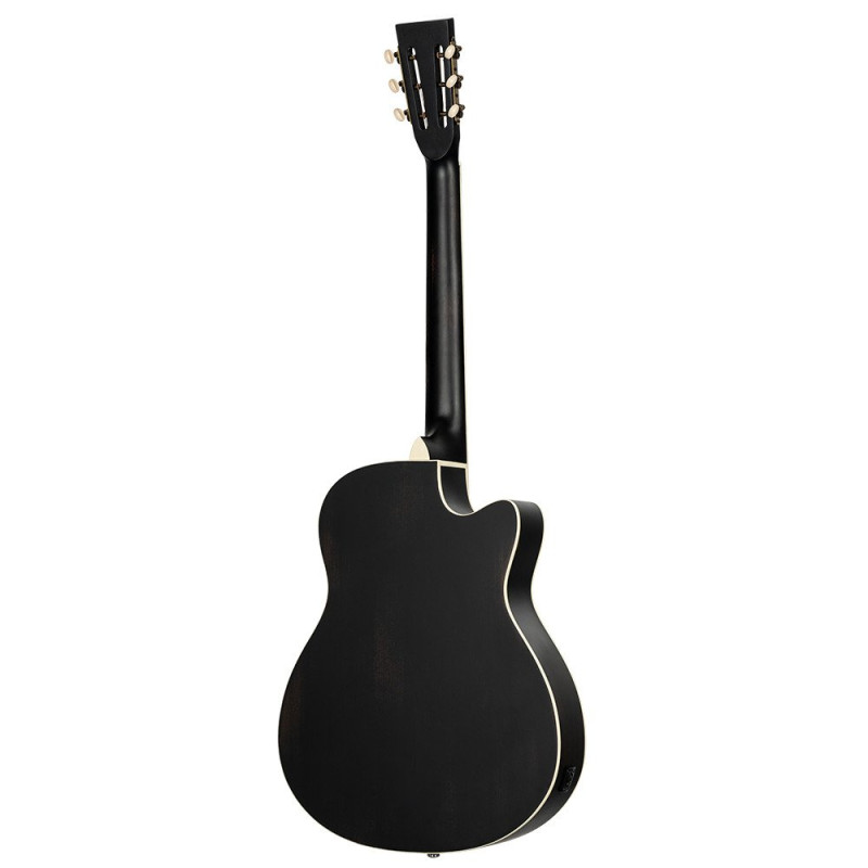 Ortega 1B-RRG40CEDBL Americana Series Resonator Guitar 6 String Lefty - Distressed Black / Antique Brass HW