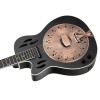 Ortega 1B-RRG40CEDBL Americana Series Resonator Guitar 6 String Lefty - Distressed Black / Antique Brass HW