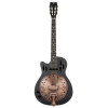 Ortega 1B-RRG40CEDBL Americana Series Resonator Guitar 6 String Lefty - Distressed Black / Antique Brass HW