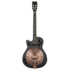 Ortega 1B-RRG40CEDBL Americana Series Resonator Guitar 6 String Lefty - Distressed Black / Antique Brass HW