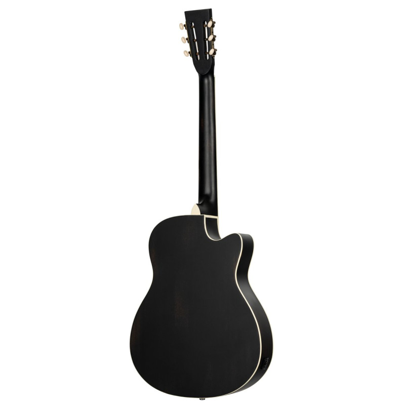 Ortega 1B-RRG40CEDBL Americana Series Resonator Guitar 6 String Lefty - Distressed Black / Antique Brass HW