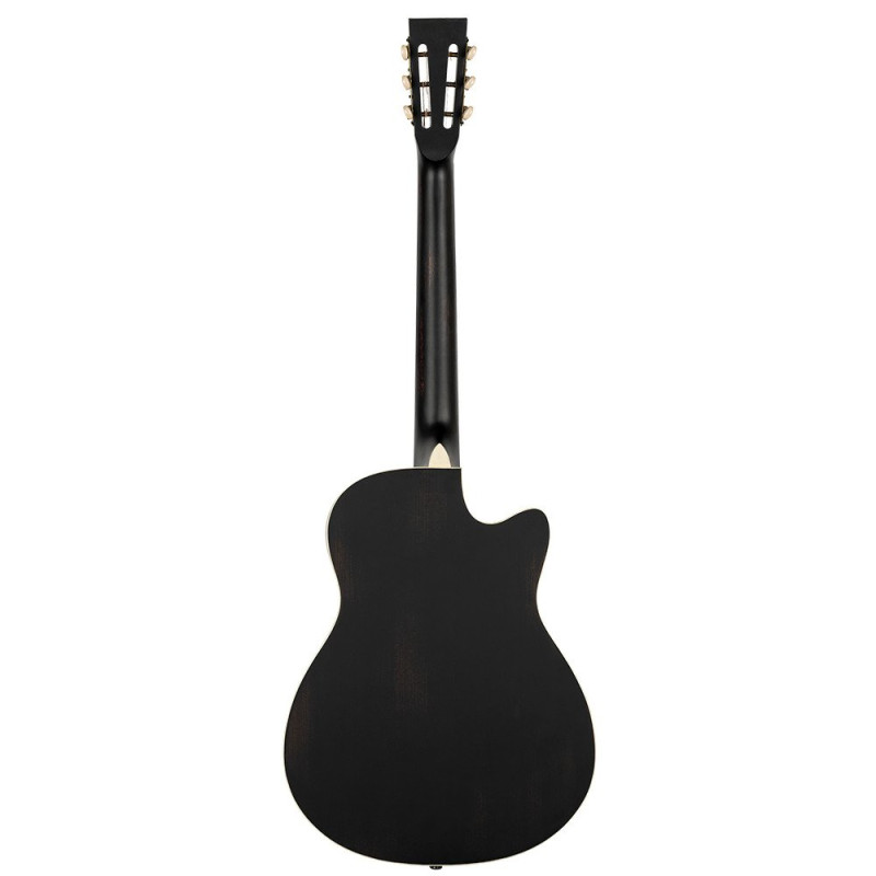 Ortega 1B-RRG40CEDBL Americana Series Resonator Guitar 6 String Lefty - Distressed Black / Antique Brass HW