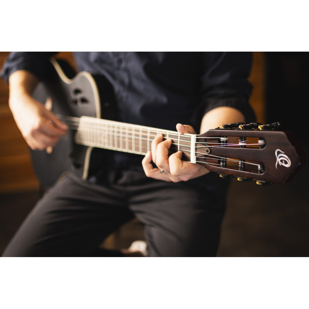B-Grade ORTEGA TourPlayer DeLuxe Nylon String Guitar 6-String - Spruce Black + Gig Bag