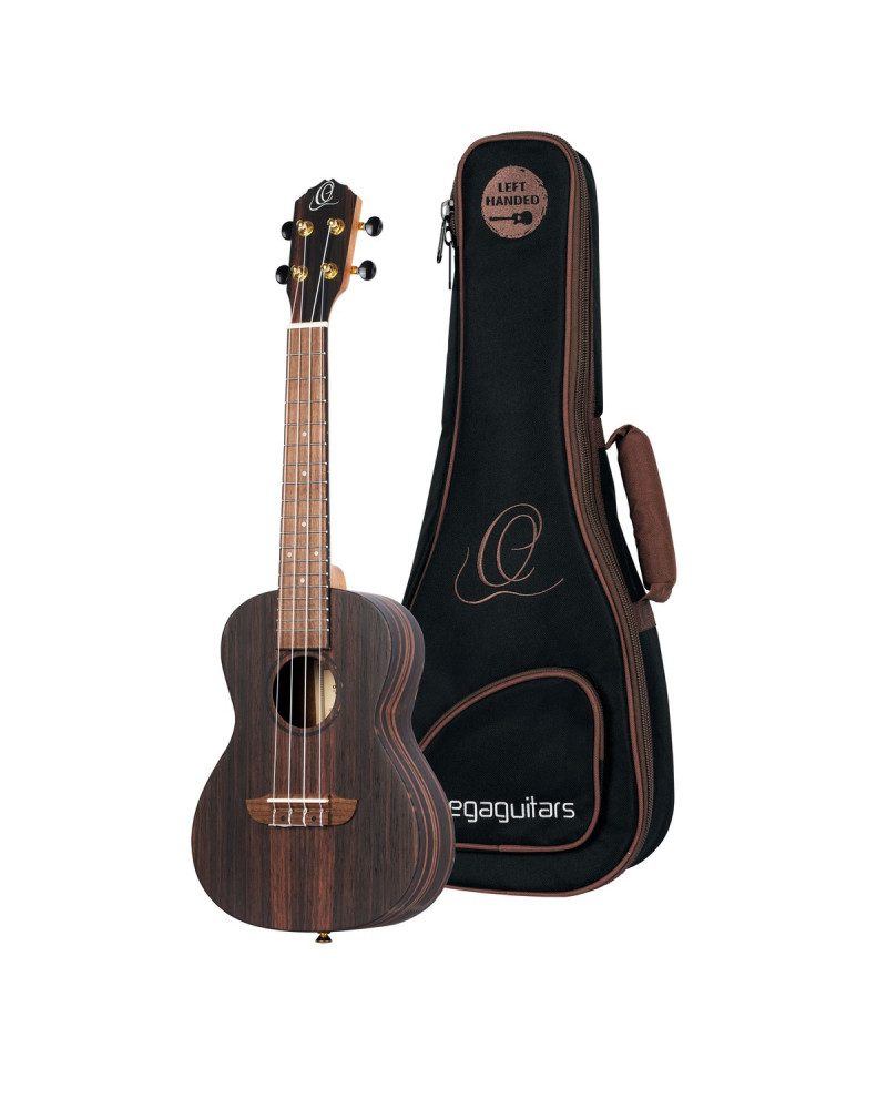 Ortega 1B-RUEB-CC-L Timber Series Concert Ukulele 4 String Lefty - Ebony Natural + Bag
