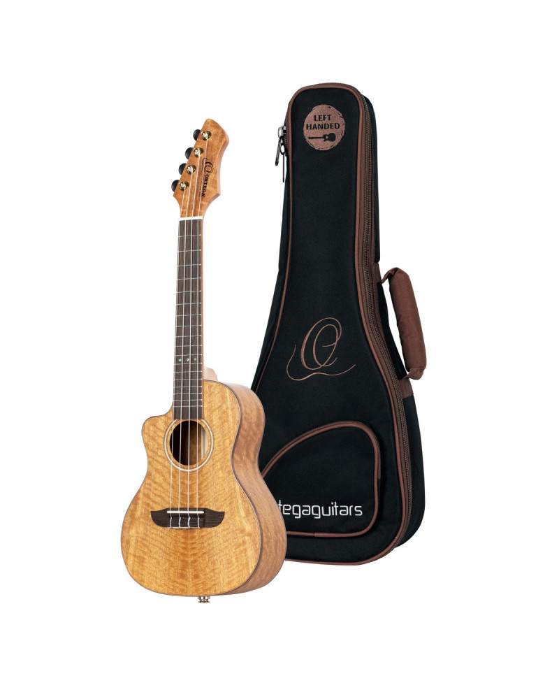 Ortega 1B-RUMG-CE-L Horizon Series Concert Preamp Ukulele 4 String Lefty - Mango Natural + Bag
