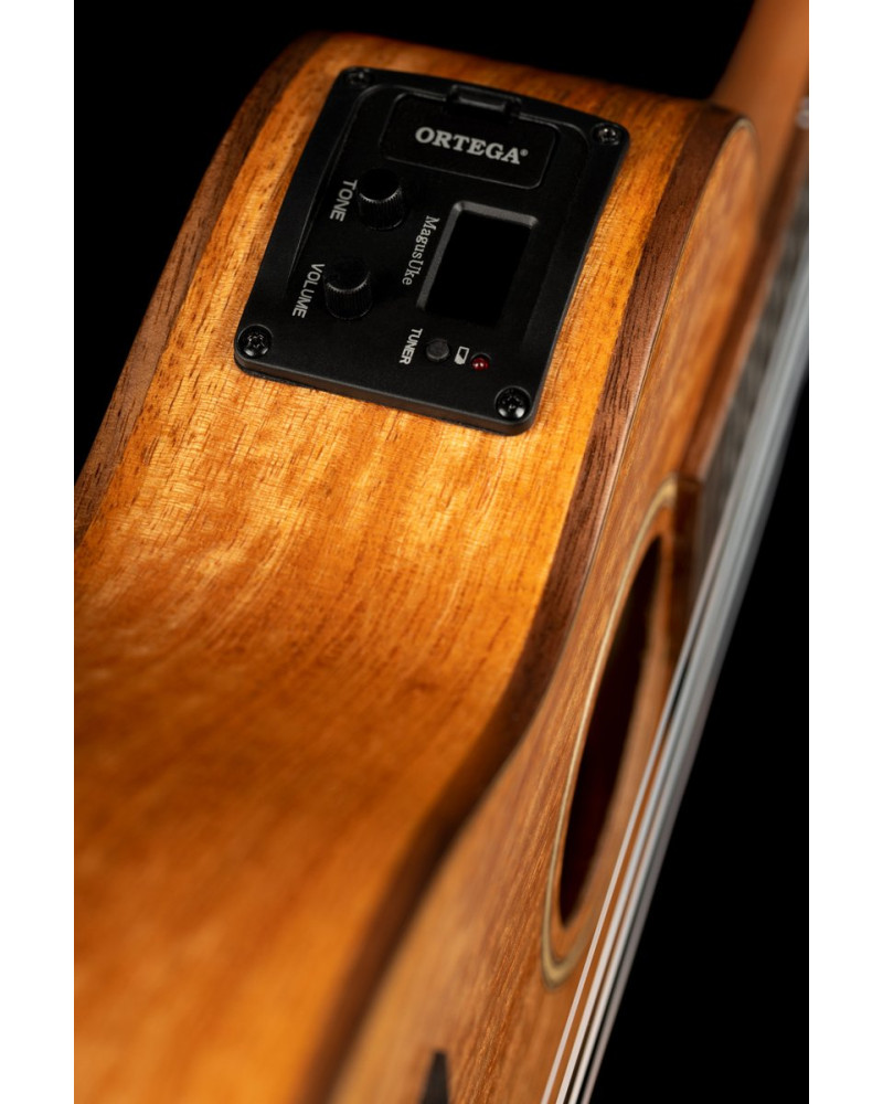 Ortega 1B-RUMG-CE-L Horizon Series Concert Preamp Ukulele 4 String Lefty - Mango Natural + Bag