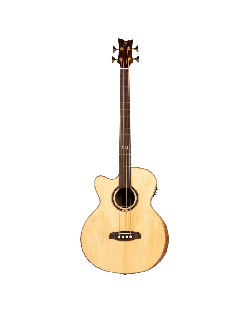 Ortega 1B-STRIPSU.AC Private Room Series Acoustic Bass 4 String Medium Neck Preamp Lefty - built in Armrest, Bag