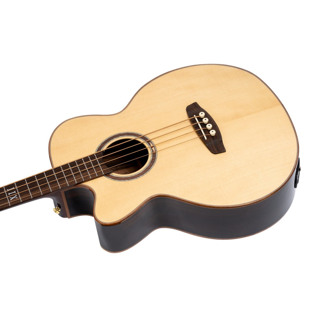 Ortega 1B-STRIPSU.AC Private Room Series Acoustic Bass 4 String Medium Neck Preamp Lefty - built in Armrest, Bag
