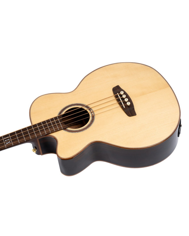 Ortega 1B-STRIPSU.AC Private Room Series Acoustic Bass 4 String Medium Neck Preamp Lefty - built in Armrest, Bag