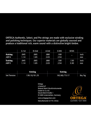 Ortega ABP-4 Custom Made Strings Pro - Acoustic Bass 4 String