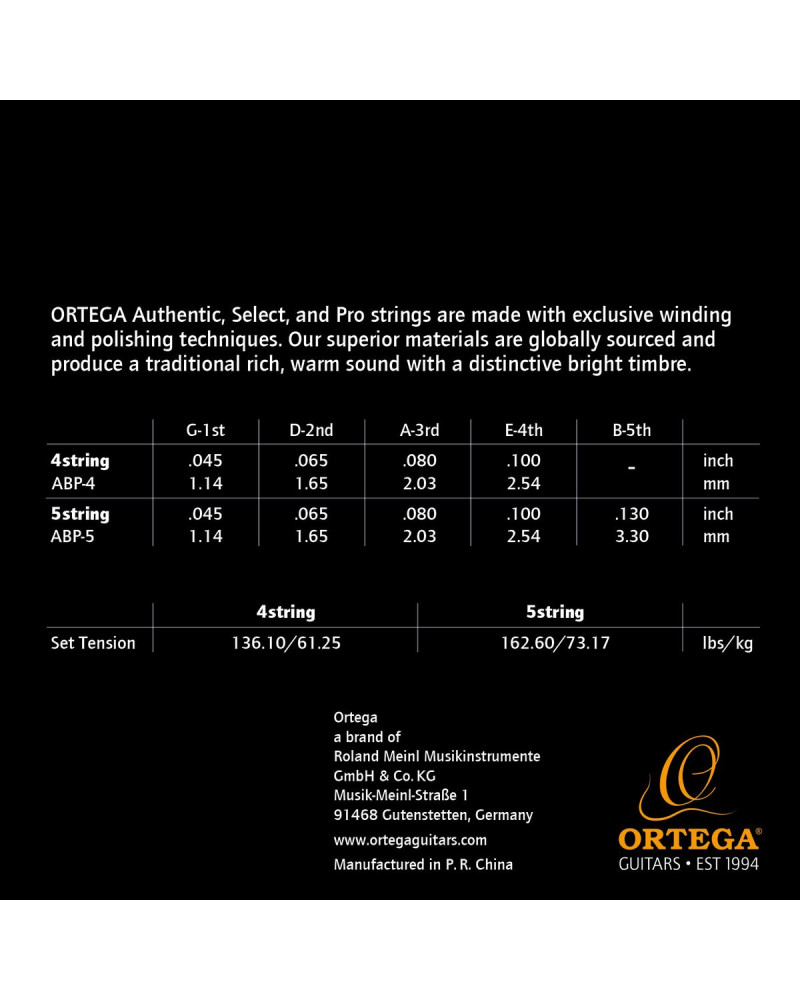 Ortega ABP-4 Custom Made Strings Pro - Acoustic Bass 4 String