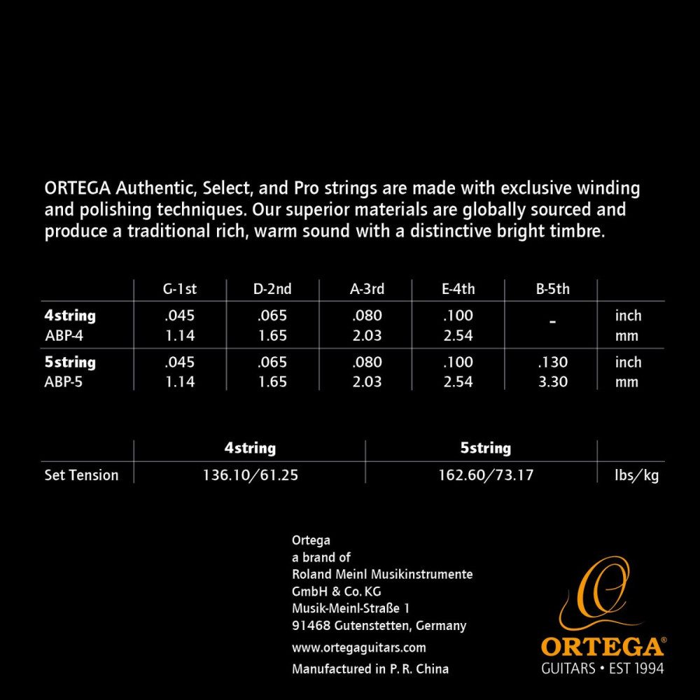 Ortega ABP-5 Custom Made Strings Pro - Acoustic Bass 5 String