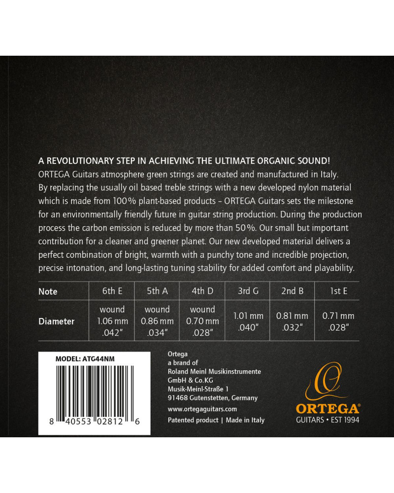 Ortega ATG44NM Atmosphere Green Series Nylon String Set - Medium Tension
