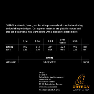 Ortega BJP-5 Custom Made Strings Pro - Banjo 5 String