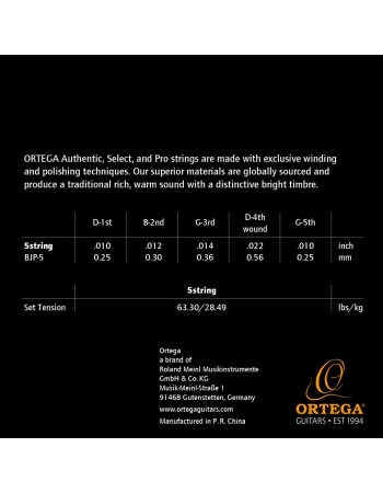 Ortega BJP-5 Custom Made Strings Pro - Banjo 5 String
