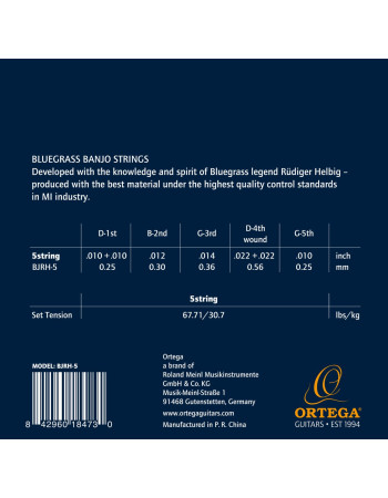 Ortega BJRH-5 Rüdiger Helbig Signature Bluegrass Banjo Strings - Medium