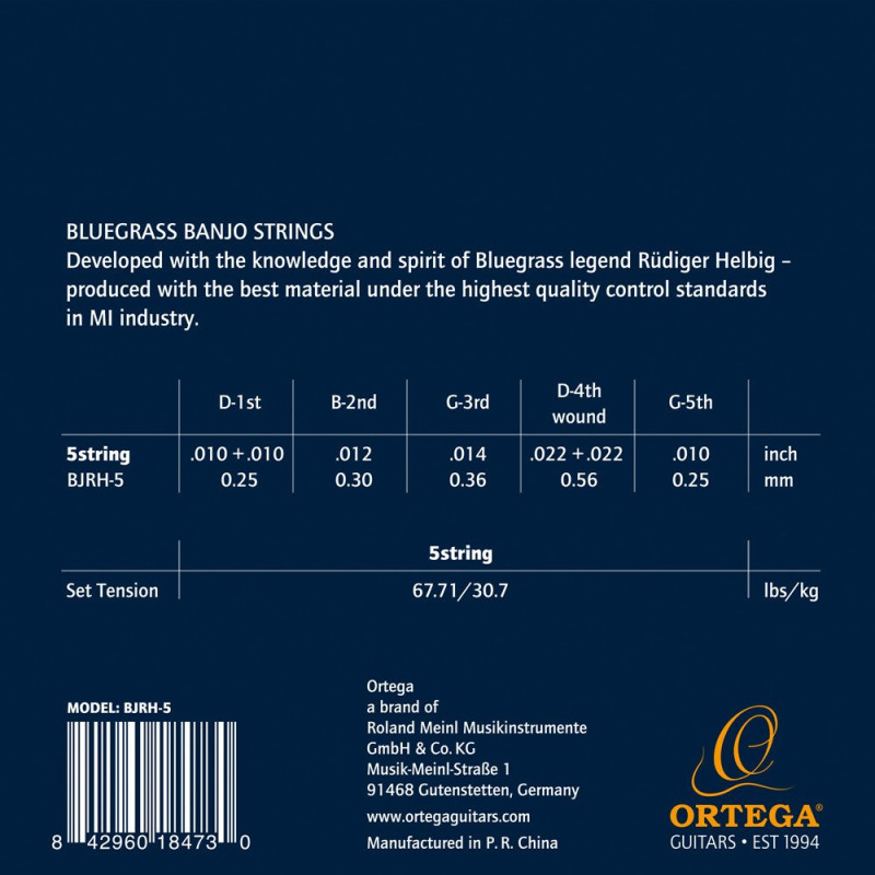 Ortega BJRH-5 Rüdiger Helbig Signature Bluegrass Banjo Strings - Medium