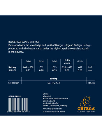 Ortega BJRH-5L Rüdiger Helbig Signature Bluegrass Banjo Strings - Light